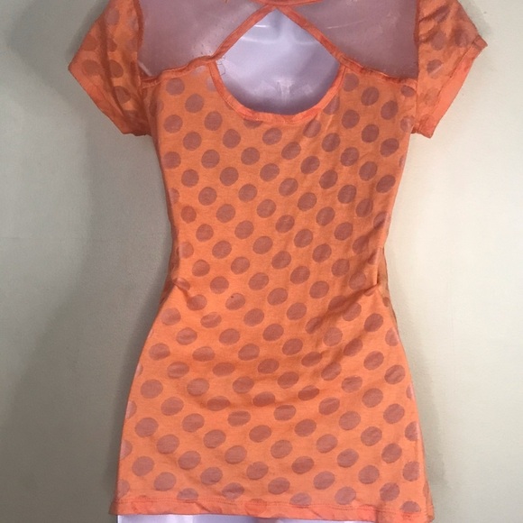Derek Heart peach sheer polka dot top - Picture 11 of 13